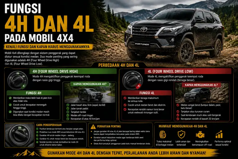 fungsi 4H dan 4L pada mobil 4x4