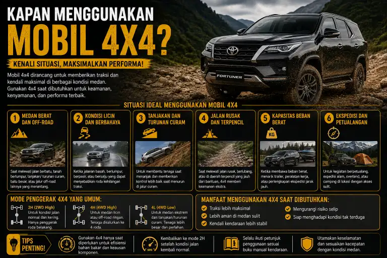 kapan menggunakan mobil 4x4