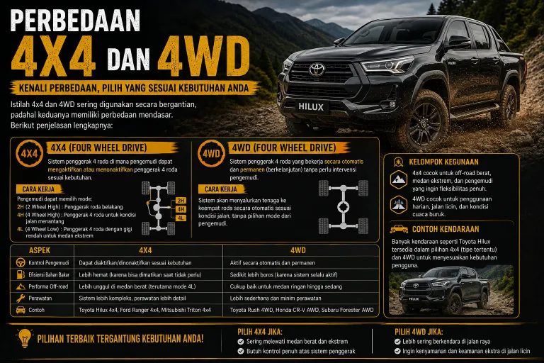 perbedaan 4x4 dan 4WD