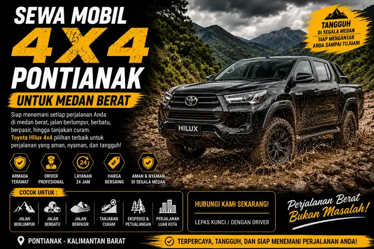 sewa mobil 4x4 Pontianak untuk medan berat