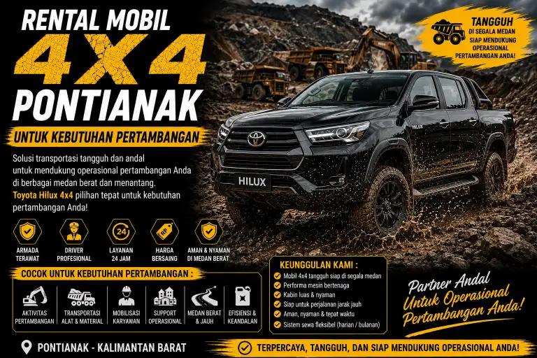 rental mobil 4x4 Pontianak untuk kebutuhan pertambangan
